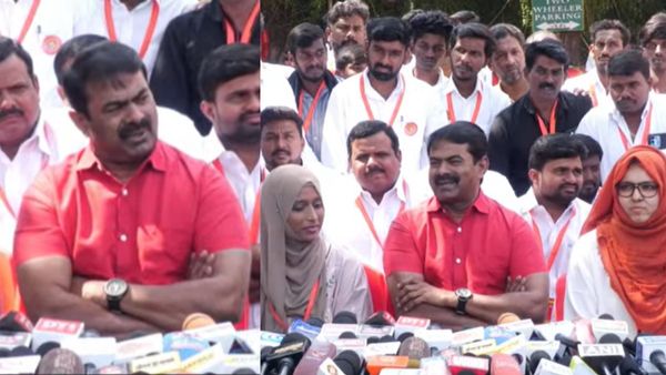 Vijay: களத்துக்கே வராதவர் களத்தை பற்றி பேசுவதுதான் நகைச்சுவை! கருப்பு சிவப்பு உடையில் சீறிய சீமான்!