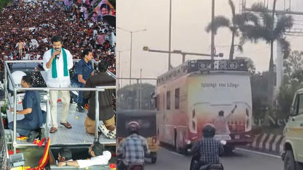 கரூர் சம்பவத்திற்கு பின் முதல் முறை.. வெளியே எடுத்து வரப்பட்ட விஜய் பிரசார வாகனம்! புதுவை புறப்பட்டது