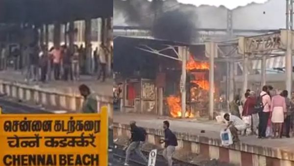 சென்னை பீச் ரயில் நிலையத்தில் திடீரென பற்றி எரிந்த தீ.. பதறி ஓடிய பயணிகள்.. விபத்துகான காரணம் என்ன?