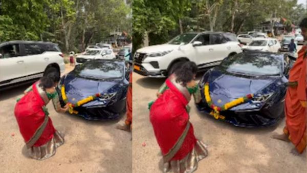 லம்போகினி காருக்கு தேங்காய் உடைத்த பெண்! உடனே நடந்த சம்பவம்.. 1 நொடி ஹார்ட் அட்டாக்கே வந்துருக்கும்