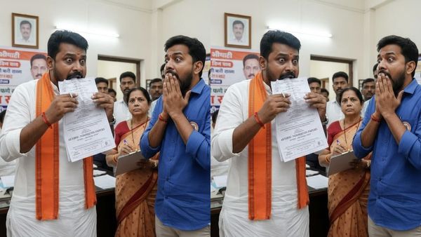 போட்டி வேட்பாளரின் வேட்புமனுவை வாயில் போட்டு விழுங்கிய சிவசேனா வேட்பாளர்.. பரபரப்பு சம்பவம்