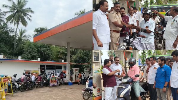 ஒரு லிட்டர் பெட்ரோல் வெறும் 50 ரூபாய்.. தஞ்சாவூர் கும்பகோணத்தில் ஹெல்மெட்டுடன் குதித்த வாகன ஓட்டிகள்