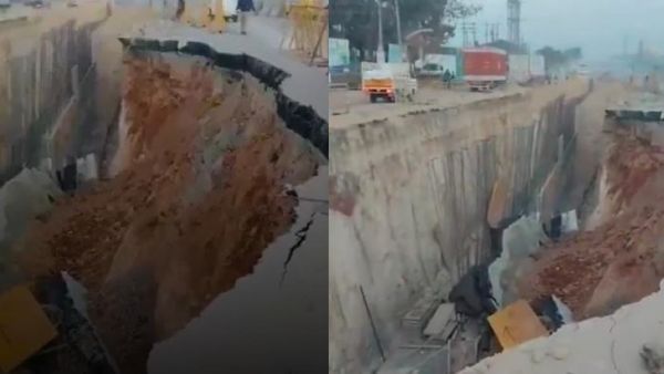 பெங்களூர் ரோட்டில் ராட்சத பள்ளம்.. என்னங்க இவ்வளவு ஆழமாக இருக்கு.. என்ன நடந்தது?