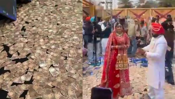 மணமகளை வரவேற்க.. கட்டுக்கட்டாக வீசப்பட்ட ரூபாய் நோட்டுகள்.. மொத்தம் ரூ.8.50 கோடியா? வீடியோ