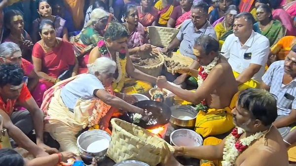 விருதுநகரில் கொதிக்கும் நெய்யில் கை விட்டு அப்பம் சுட்ட 96 வயது பாட்டி! நெற்றியில் நெய் பூசி அதிசயம்