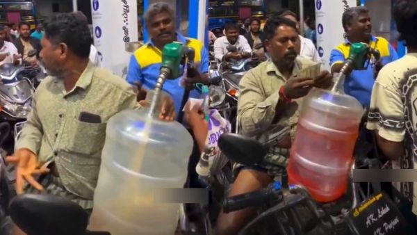 திடீரென பரவிய வதந்தி.. 20 லிட்டர் தண்ணீர் கேனில் பெட்ரோல் வாங்கிய நபர்.. விதிகளை மீறி விற்பனை!