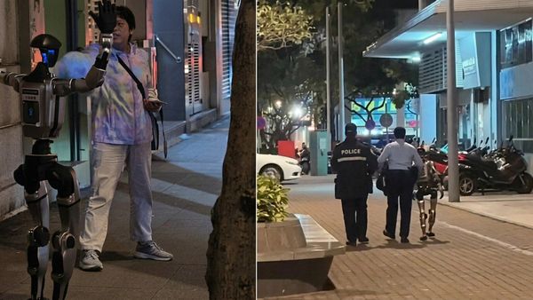 மூதாட்டியை மிரட்டிய ரோபோ.. கைது செய்து கூட்டி சென்ற அதிகாரிகள்.. பரபரப்பை கிளப்பிய வீடியோ