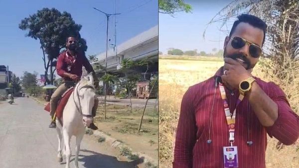 குதிரையில் யார் பாருங்க.. பெட்ரோல் பங்க் கூட்டத்தால் ஷாக்கான வங்கி ஊழியர்! என்ன கோபால் இது?