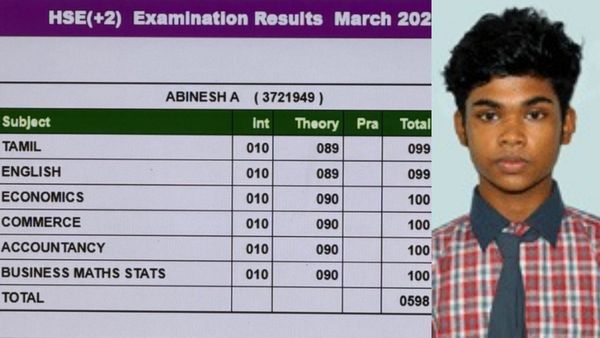 பிளஸ் 2 தேர்வில் 598/600 மதிப்பெண்களுடன் தமிழகத்திலேயே முதல் இடம் பிடித்த டெய்லரின் மகன் அபினேஷ்
