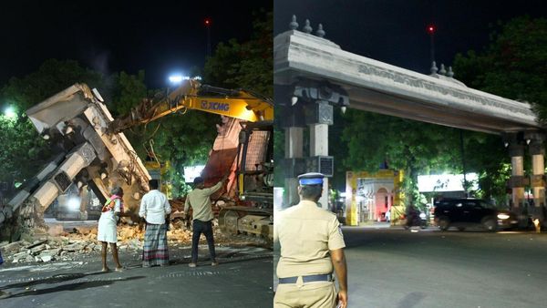 பெரியார் தோரண நுழைவு வாயில்.. இடிக்கப்பட்ட மதுரையின் அடையாளம்.. கே.கே.நகரில் நள்ளிரவு நடந்த சம்பவம்!