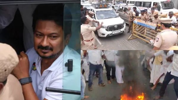 உதயநிதி அழைத்து வரப்பட்ட போலீஸ் வாகனத்தை வழிமறித்த திமுகவினர்! திருச்சியில் எகிறிய டென்ஷன்
