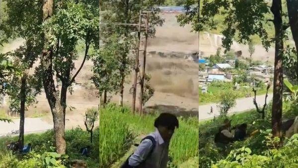 நேபாள காட்டாற்று வெள்ளம்! கொத்தாக மக்களை வாரி சுருட்டிய போது அம்மா என கதறிய இளைஞர்! கொடூர வீடியோ