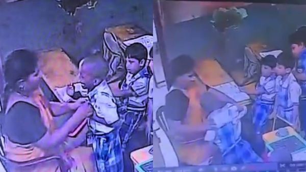 கன்னத்தில் அறைந்த டீச்சரின் மடியிலேயே மயங்கி விழுந்து பலியான எல்கேஜி மாணவன்.. நெஞ்சை உலுக்கும் காட்சி