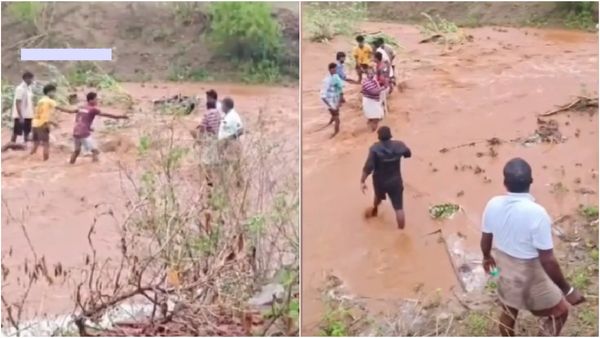மேகவெடிப்பால் திடீர் வெள்ளம்! கயிறு கட்டி மக்களை மீட்ட பொதுமக்கள். பெரம்பலூர் பச்சைமலையில் பரபரப்பு