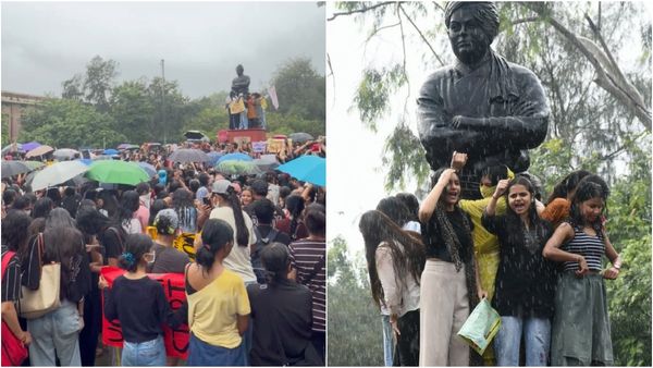 நாங்க ரீல்ஸ் எடுக்க வரவில்லை! திரண்ட 3,000 டெல்லி பல்கலைக்கழக மாணவிகள்! கொட்டும் மழையிலும் போராட்டம்