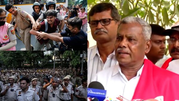 வலுக்கட்டாயமாக கைது! போலீஸ் அராஜகம்.. டெல்லி போராட்டக்களத்தில் சிபிஎம் சண்முகம் ஆவேசம்