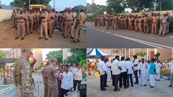 மதுராந்தகம் வாக்கு எண்ணிக்கை மையத்தில் பலத்த போலீஸ் பாதுகாப்பு! குவிந்த அரசியல் கட்சியினர்