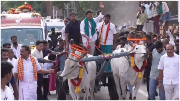 விஜய் மாட்டு வண்டியில் பயணித்தார் சரி.. ஆனால் அந்த மாட்டை இழுத்து போனது யாருனு பார்த்தீங்களா!