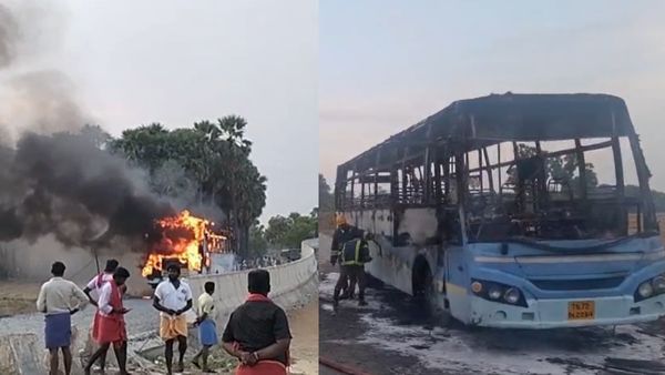 ஜஸ்ட் மிஸ்.. நூலிழையில் தப்பிய 30 உயிர்கள்! வெற்றிப் பயணத் திட்ட பேருந்தில் திடீர் தீ விபத்து! ஷாக்!