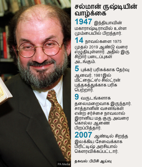 சல்மான் ருஷ்டிக்கு கத்திக்குத்து - 'பேச முடியாத நிலையில் வென்டிலேட்டரில் இருப்பதாக' தகவல்