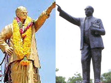 ఎన్టీఆర్, అంబేడ్కర్ విగ్రహాల ధ్వంసం: వ్యాఖ్యల వేడి