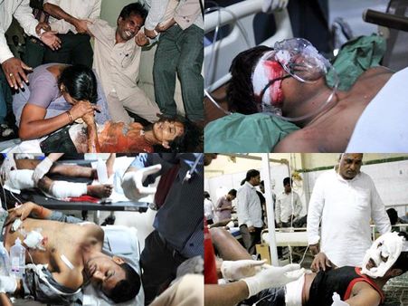 పేలుళ్ల ఫొటోలు: హైదరాబాదులో రక్తసిక్తం, హాహాకారాలు