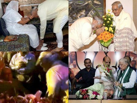 పిక్చర్స్: మోడీ అద్వానీ, జోషీ కాళ్లు మొక్కాడు