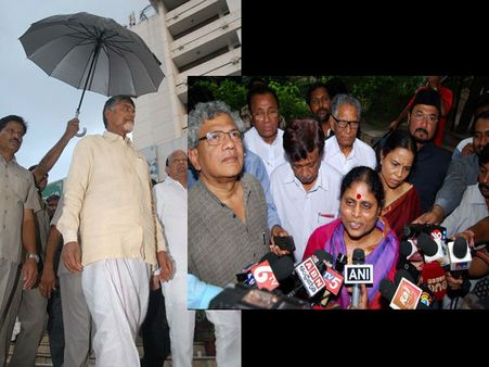 ఢిల్లీలో విజయమ్మ చక్రం: గొడుగు కింద బాబు (పిక్చర్స్)