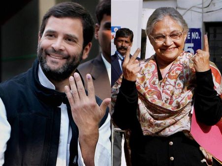 ఢిల్లీ అసెంబ్లీ పోల్: ఓటు వేసిన రాహుల్, షీలాకు కితాబు