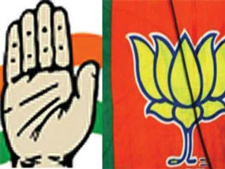 మూడు రాష్ట్రాల్లో బిజెపి హవా: ఓటమి దిశగా కాంగ్రెసు