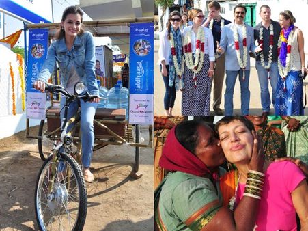 ముద్దాడింది: నటి దియా మీర్జా రిక్షా తొక్కింది (పిక్చర్స్)