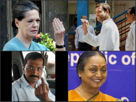 ఓటు వేయని మీరా: సోనియా, రాహుల్, కేజ్రి ఓటు