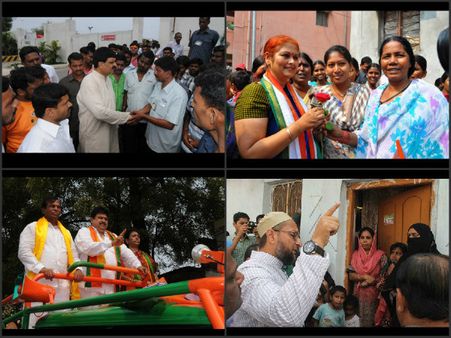  అసదుద్దీన్ రోడ్‌షో: జయసుధకు గులాబీ(పిక్చర్స్)