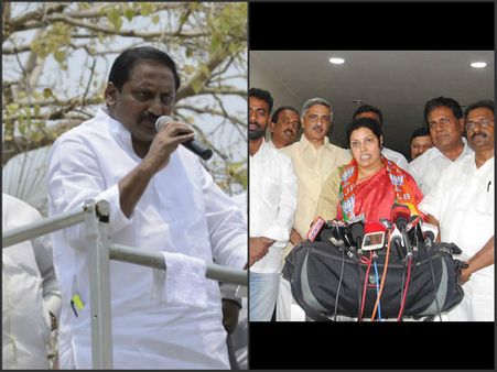 పోటీకి కిరణ్ రెడ్డి దూరం: పురంధేశ్వరి నామినేషన్