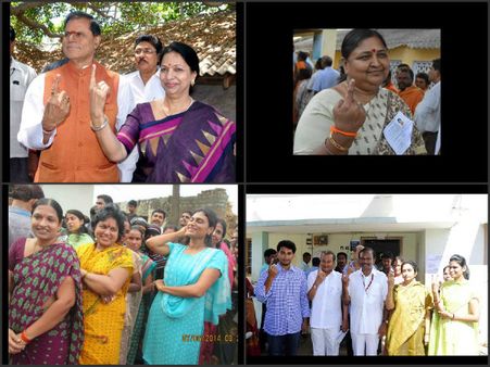 ఓటు: బండిపై రఘువీరా, బూత్‌లో బాలయ్య (ఫొటోలు)