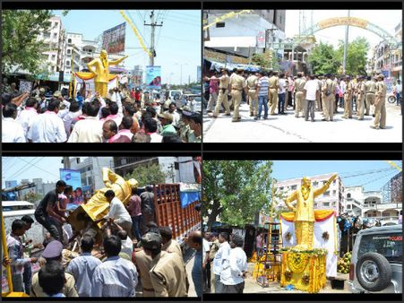 సిటీలో ఎన్టీఆర్ విగ్రహ స్థాపనపై రగడ (పిక్చర్స్)