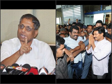 దాడి ఏకేశాడు: జగన్ దండం పెట్టి, నవ్వాడు (పిక్చర్స్)