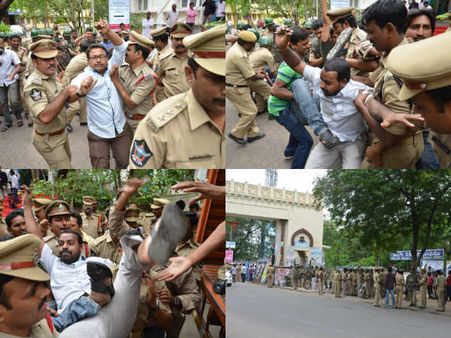 కెటిఆర్‌కు క్రమబద్దీకరణ సెగ: అరెస్టులు (పిక్చర్స్)