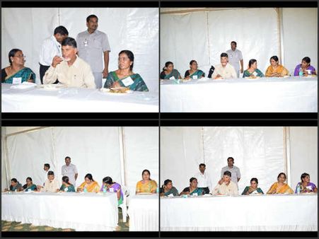 స్త్రీలతో బాబు కలిసి తిని, భరోసా ఇచ్చారు (పిక్చర్స్)