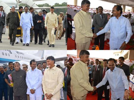 బాబు, కేసీఆర్ సరదాగా, గవర్నర్ ఇలా..(పిక్చర్స్)