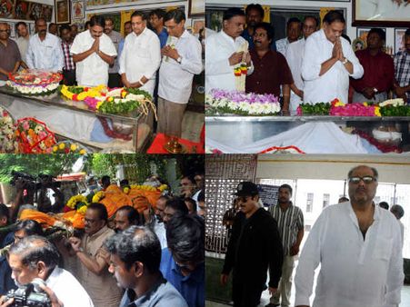 బాలు మోశారు: బాపుకు కన్నీటి వీడ్కోలు (పిక్చర్స్)