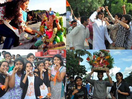 గణేష్ నిమజ్జనం: యువతుల సందడి(పిక్చర్స్)