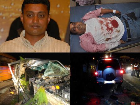 సీటు బెల్టు పెట్టుకోలేదు!: హరికృష్ణ తనయుడి మృతి, ప్రమాదం (పిక్చర్స్)