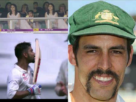 అనుష్కకు ముద్దిచ్చి, మిచెల్‌ను కవ్వించిన కోహ్లీ టార్గెట్: అంపైర్ వార్నింగ్