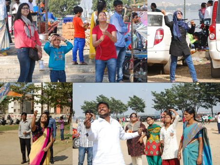 నెక్లెస్‌రోడ్‌లో గాలి పటాలెగిరేసిన యువతులు, సందడి(పిక్చర్స్)