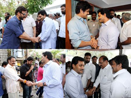 హరికృష్ణ, వెంకటేష్‌లకు చేయిచ్చిన జగన్, నాగార్జున పలకరింపు (పిక్చర్స్)