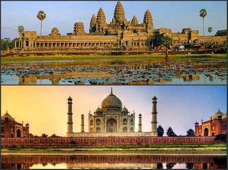 చారిత్రక నిర్మాణంగా అంగ్‌కోర్ వాట్‌కు రెండు, తాజ్ మహల్‌కు 3వ స్థానం