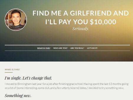 ఆఫర్: గర్ల్ ఫ్రెండ్‌ని వెతికిస్తే 10వేల డాలర్లు ఇస్తాడట!