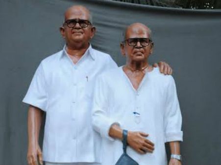 గోదావరి బండ్‌పై బాపు, రమణల విగ్రహాలు: ఆవిష్కరించిన బాబు