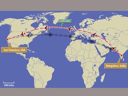 రెండు ఐటీ హబ్‌లను కలుపుతూ 18 గంటల నాన్‌స్టాప్ ఫ్లయిట్‌